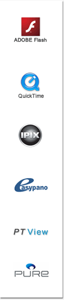 beschikbare panorama viewers : iPIX QuickTime Flash Easypano PTView pure